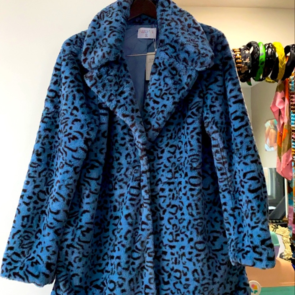 Faux Fur Coat - Blue Print from ModCloth